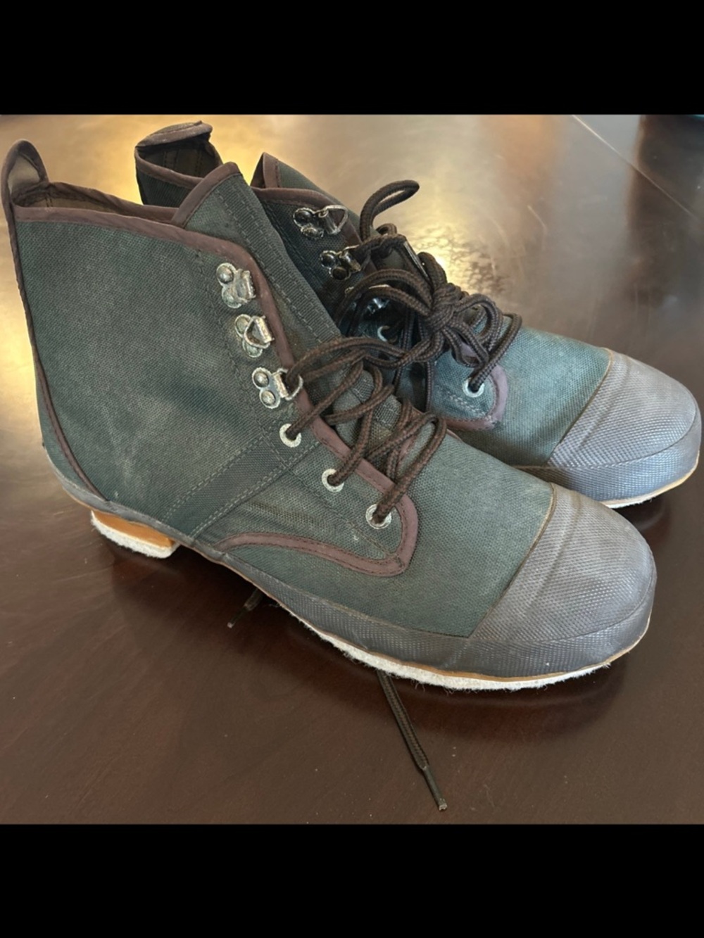 Remington Mens US 12Green Wading Boots Steel Shank Felt Sole Canvas Fly Fishing